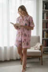 Pink Stripe Garden Shirt Shorts Night Suit – women's cotton night suit by AtoZMart