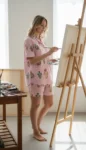 038-pink-stripe-floral-shirt-short-set-1