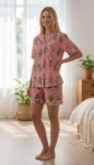 042-coral-red-stripe-floral-shirt-short-set-1