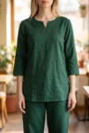 050-green-linen-kurta-pant-set-1