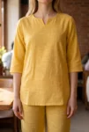 051-yellow-linen-kurta-pant-set-1