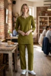 Olive Cotton Slub Kurta Pyjama Night Suit in Olive Green – women's cotton night suit by AtoZMart