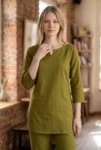 052-olive-linen-kurta-pant-set-1
