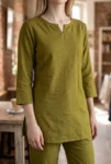052-olive-linen-kurta-pant-set-1