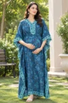 Ocean Bloom Maternity Kaftan in Dark Blue – maternity kurti by AtoZMart