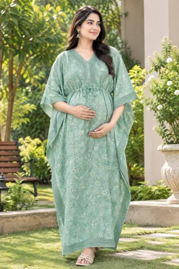 Sage Meadow Maternity Kaftan in Sage Green – maternity kurti by AtoZMart