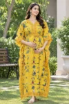 Folk Art Maternity Kaftan in Yellow – maternity kurti by AtoZMart