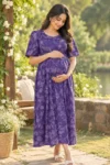 Lavender Vine Maternity Dress in Violet – maternity kurti by AtoZMart