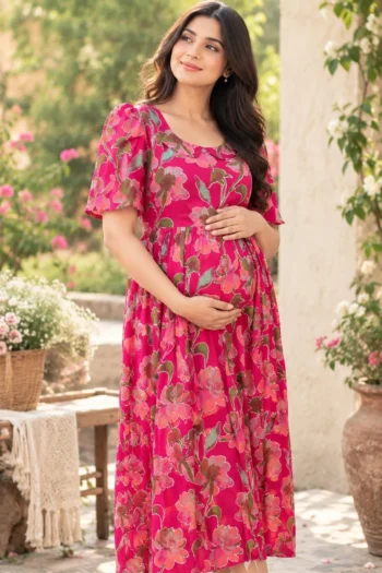 Rani Rose Maternity Dress in Rani Pink – maternity kurti by AtoZMart
