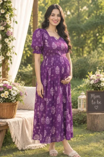 Violet Buti Maternity Dress in Purple – maternity kurti, photo 2