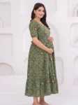 Bandhej Mehendi Maternity Feeding Dress in Mehendi Green – maternity kurti by AtoZMart