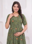 m3-01-green-bandhani-print-maternity-feeding-dress-1