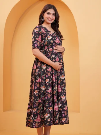 Black Jaal Maternity Feeding Dress – maternity kurti by AtoZMart