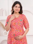 m3-11-pink-chevron-print-maternity-feeding-dress-1