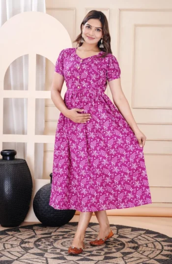 Magenta Meadow Maternity Dress – maternity kurti by AtoZMart