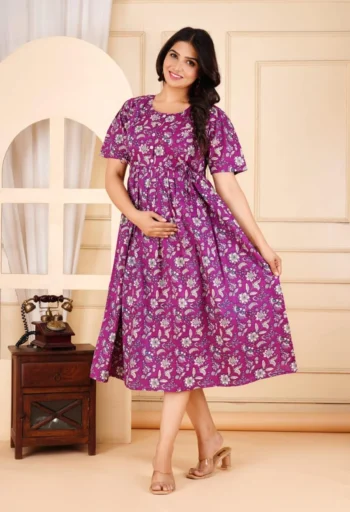 Purple Jaal Maternity Dress – maternity kurti by AtoZMart