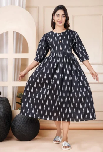 Black Ikat Maternity Dress – maternity kurti by AtoZMart
