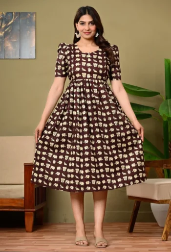 Brown Elephant Maternity Dress in Coffee Brown – maternity kurti by AtoZMart