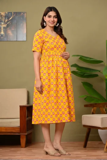 Yellow Lotus Maternity Dress – maternity kurti, photo 2