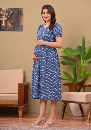 Blue Dots Maternity Dress – maternity kurti, photo 2