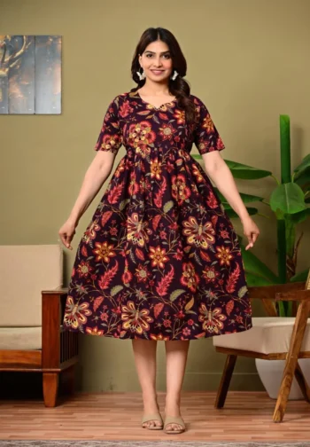 Wine Kalamkari Maternity Dress – maternity kurti by AtoZMart