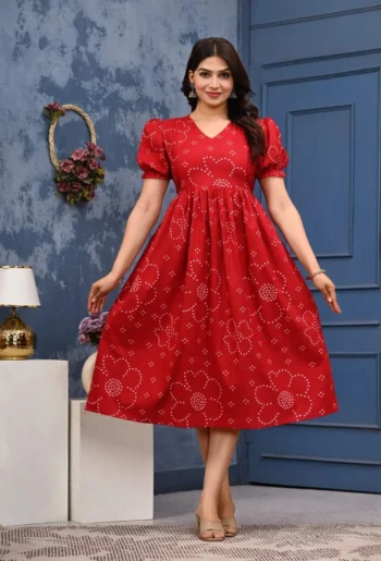 Bandhej Red Maternity Dress – maternity kurti by AtoZMart