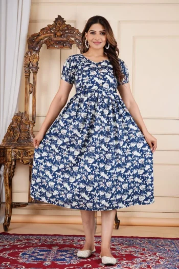 Blue Lily Maternity Dress in Navy Blue – maternity kurti by AtoZMart