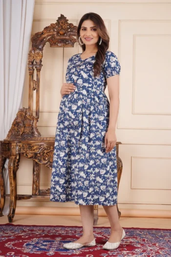 Blue Lily Maternity Dress in Navy Blue – maternity kurti, photo 2